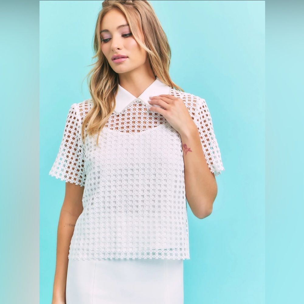 Elegant White Lace Women's Top - Picture 2 of 5